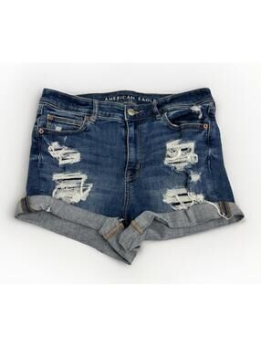 Women’s American Eagle High V-Rise Shortie Shorts Ripped Size 10